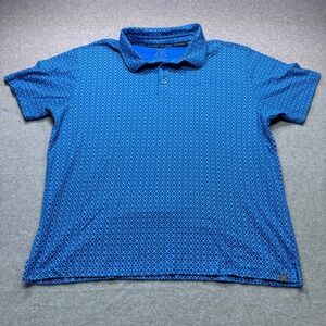 Golf America Mens Polo Shirt‎ Blue Geometric Print Short Sleeve Size XXL